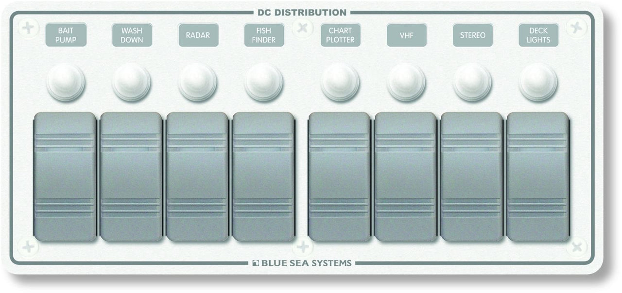 Blue Sea Waterproof DC Circuit Breaker Panel 8 Switch 8271