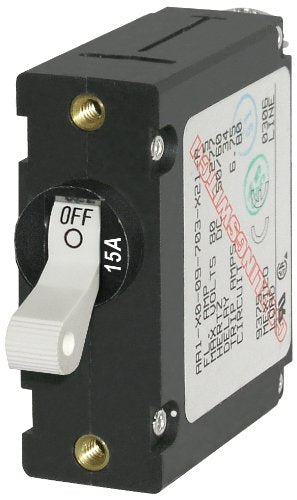 Blue Sea Single Pole AC/DC Circuit Breaker White 15amp 7210