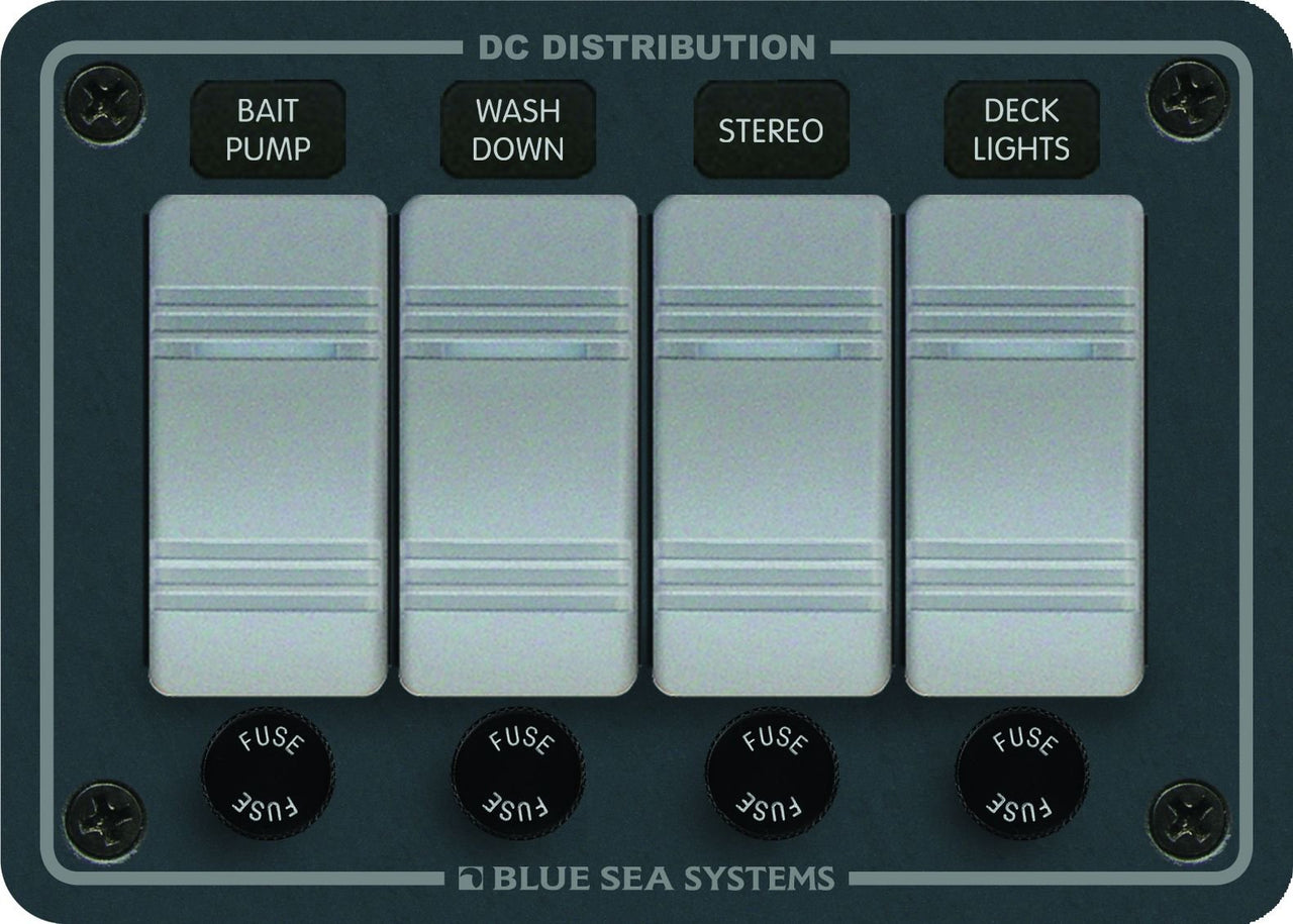 Blue Sea Contura Fuse Panel 4 Switch 8262 | 24