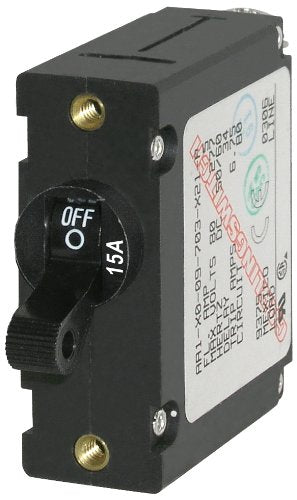 Blue Sea Single Pole AC/DC Circuit Breaker Black 15amp 7208
