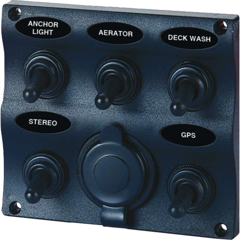 Seasense Toggle Switch Panel 5-Gang w/12v Outlet 50031295 2023