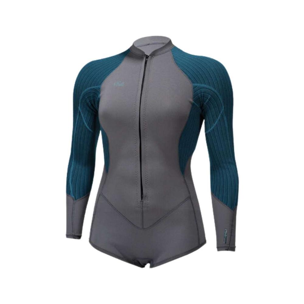 O'Neill Women's Blueprint 2mm Front Zip L/S Surf Suit | Graphite/Blue Haze