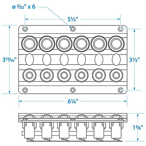 Seachoice LED Switch Panel 6 Gang 50-12331 | 6
