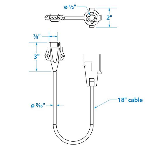 Seachoice Trailer Adapter 7 Way Blade Round to 4 Way Flat 18" 50-13811 | 26