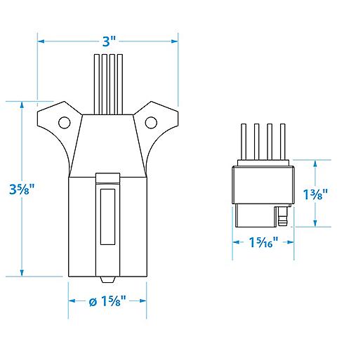 Seachoice Trailer Adapter 7 Way Blade Round to 4 Way Flat 8" 50-13831 | 26