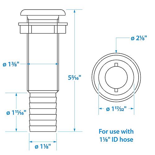 Seachoice Thru-Hull Connector Extra Long 1-1/8" White 50-18181 | 6