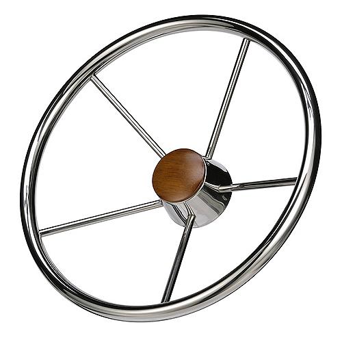 Seachoice Destroyer Steering Wheel w/Teak Cap 15" S/S 50-28551 | 25