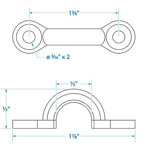 Seachoice Eye Straps 1-7/8"x3/8" Chrome 4-Pak 50-28831 | 26