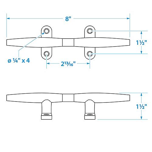 Seachoice Hollow Base Cleat 8" S/S 50-30261 | 25