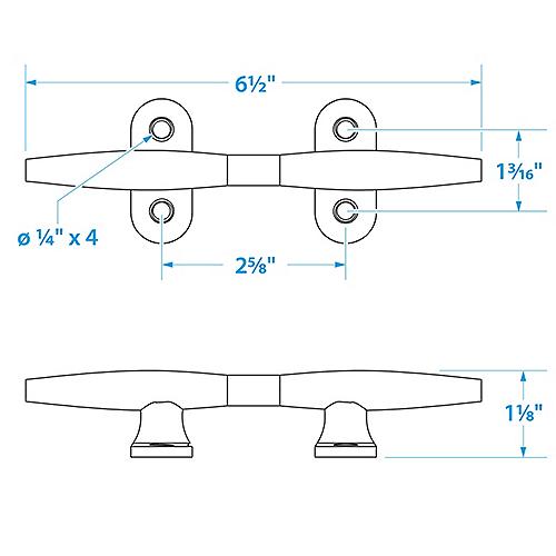 Seachoice Hollow Base Cleat 6-1/2" Chrome Ea 50-30311 | 6