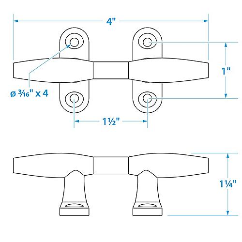 Seachoice Hollow Base Cleat 4" Chrome 50-30481 | 25