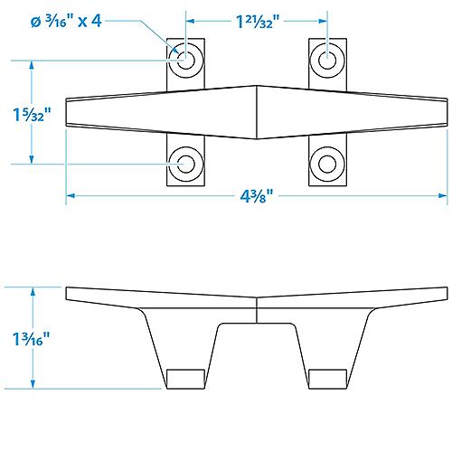 Seachoice Hollow Base Cleat 4-1/2" Chrome 50-30561 | 6