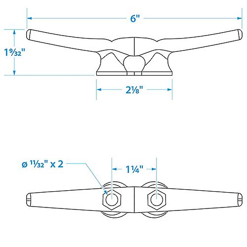 Seachoice Open Base Dock Cleat 6" Iron 50-30600 | 25