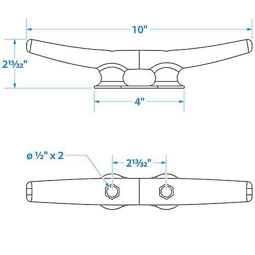 Seachoice Open Base Dock Cleat 10" Iron 50-30620 | 6