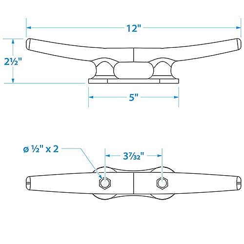 Seachoice Open Base Dock Cleat 12" Iron 50-30630 | 6
