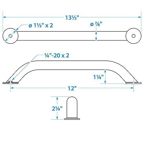 Seachoice Hand Rail w/Studs 12" S/S 50-38301 | 26