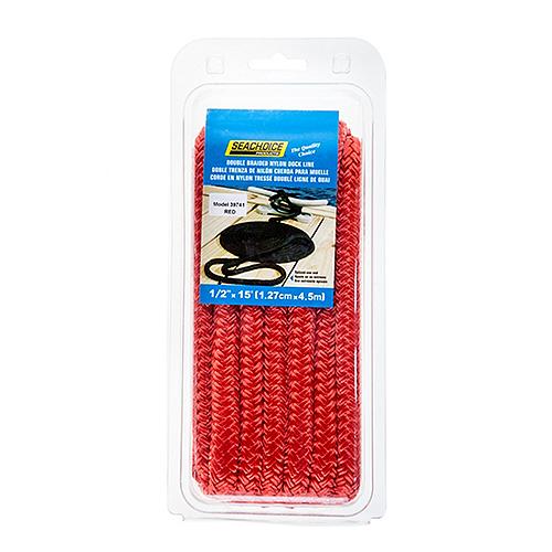 Seachoice Dock Line Dbl Braided Nylon 1/2"x15ft Red 50-39741 | 25