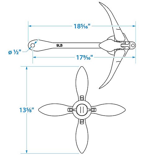 Seachoice Folding Grapnel Anchor 9lb Steel 50-41030 | 6