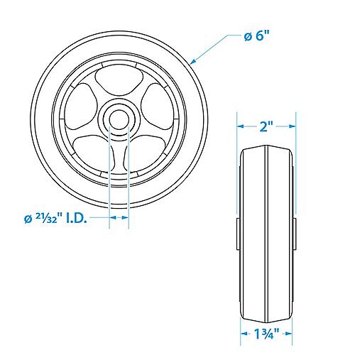 Seachoice Trailer Jack Wheel Only 6" Black 50-52070 | 6
