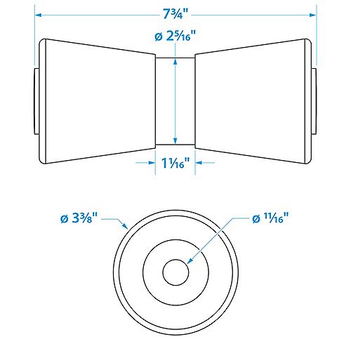 Seachoice Center Guide Keel Roller 8"x5/8" Black 50-56070 | 25