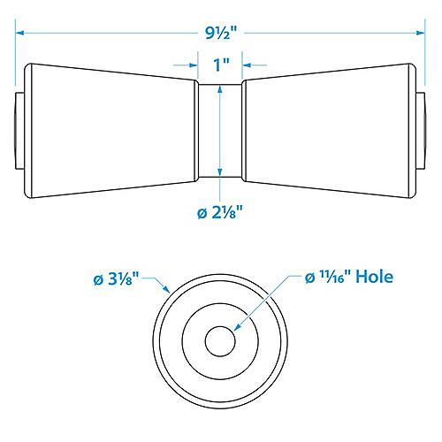 Seachoice Center Guide Keel Roller 10"x5/8" Yellow 50-56440 | 26