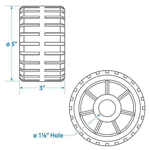 Seachoice Wobble Roller Ribbed 5"x1-1/8" Yellow 50-56540 | 26