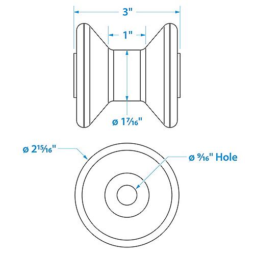 Seachoice Bow Roller 3"x1/2" Yellow 50-56560 | 26
