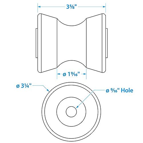 Seachoice Bow Roller 4"x1/2" Yellow 50-56580 | 25