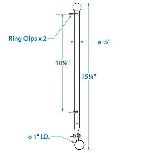 Seachoice Rail Clamp Flag Staff 15-3/16" S/S 50-77001 | 6
