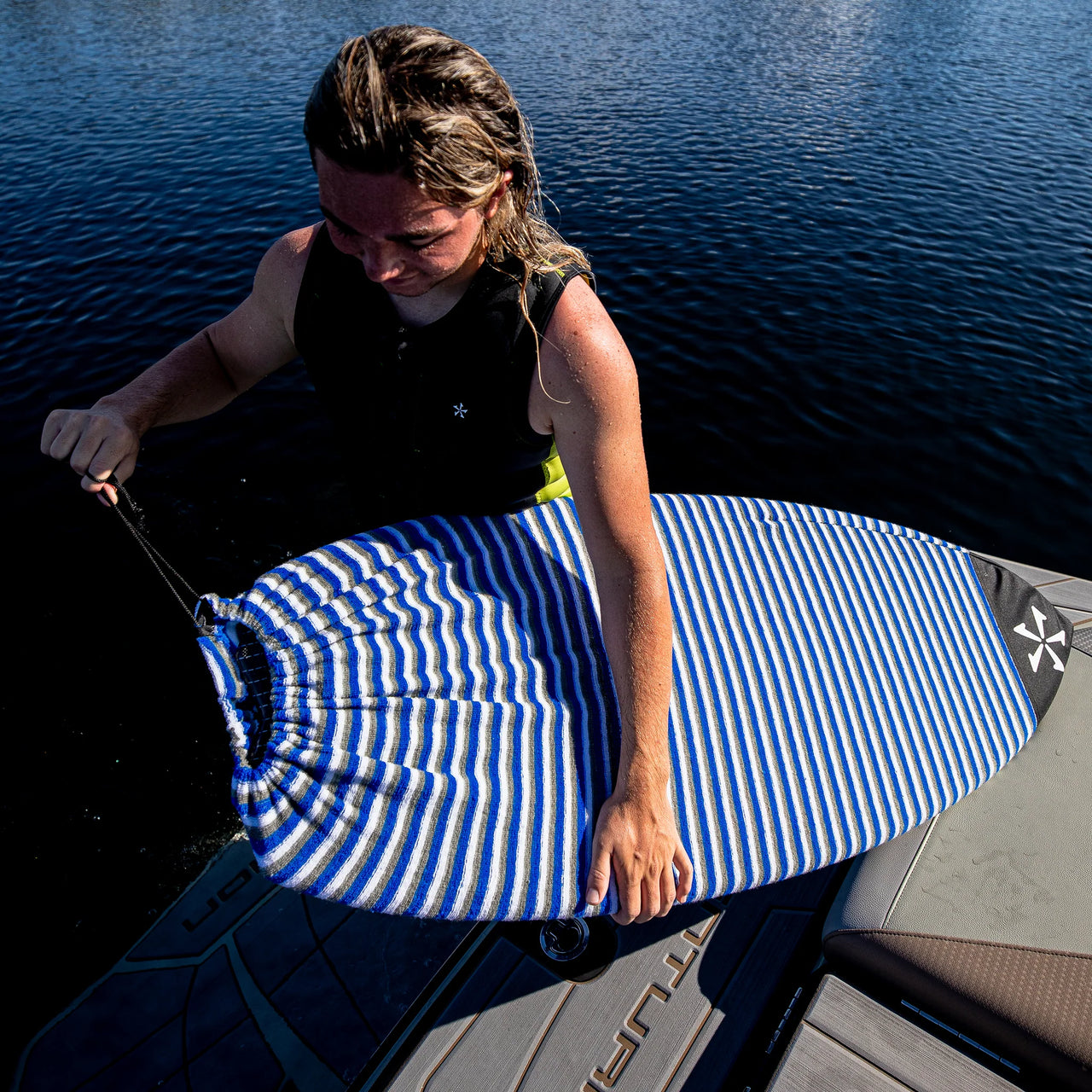 Phase 5 Wakesurf Board Socks | White & Blue