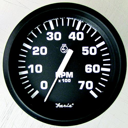 Faria Euro Black Tachometer w/System Check Indicator 4" 7000rpm 32850 | S2