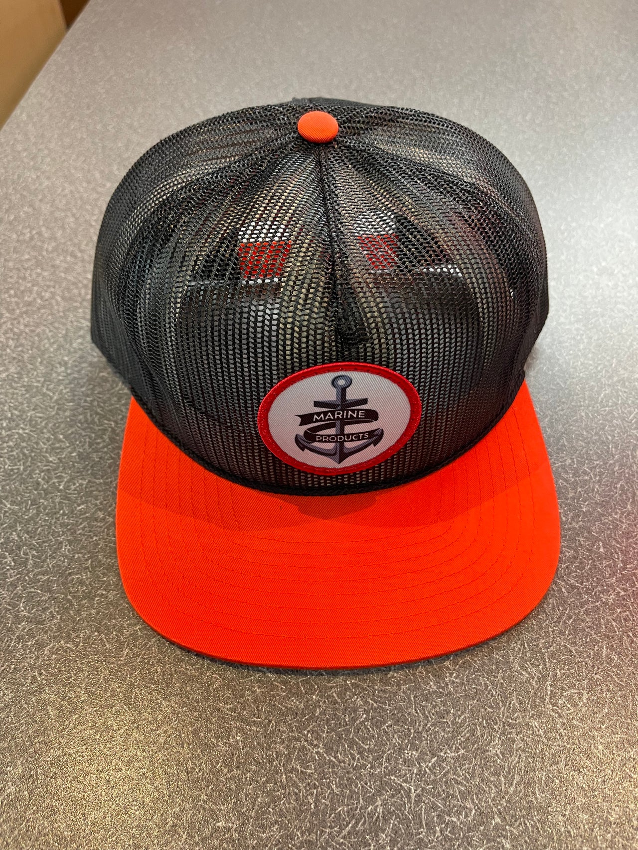 Marine Products Black/Orange Mesh Hat w/ Anchor Patch