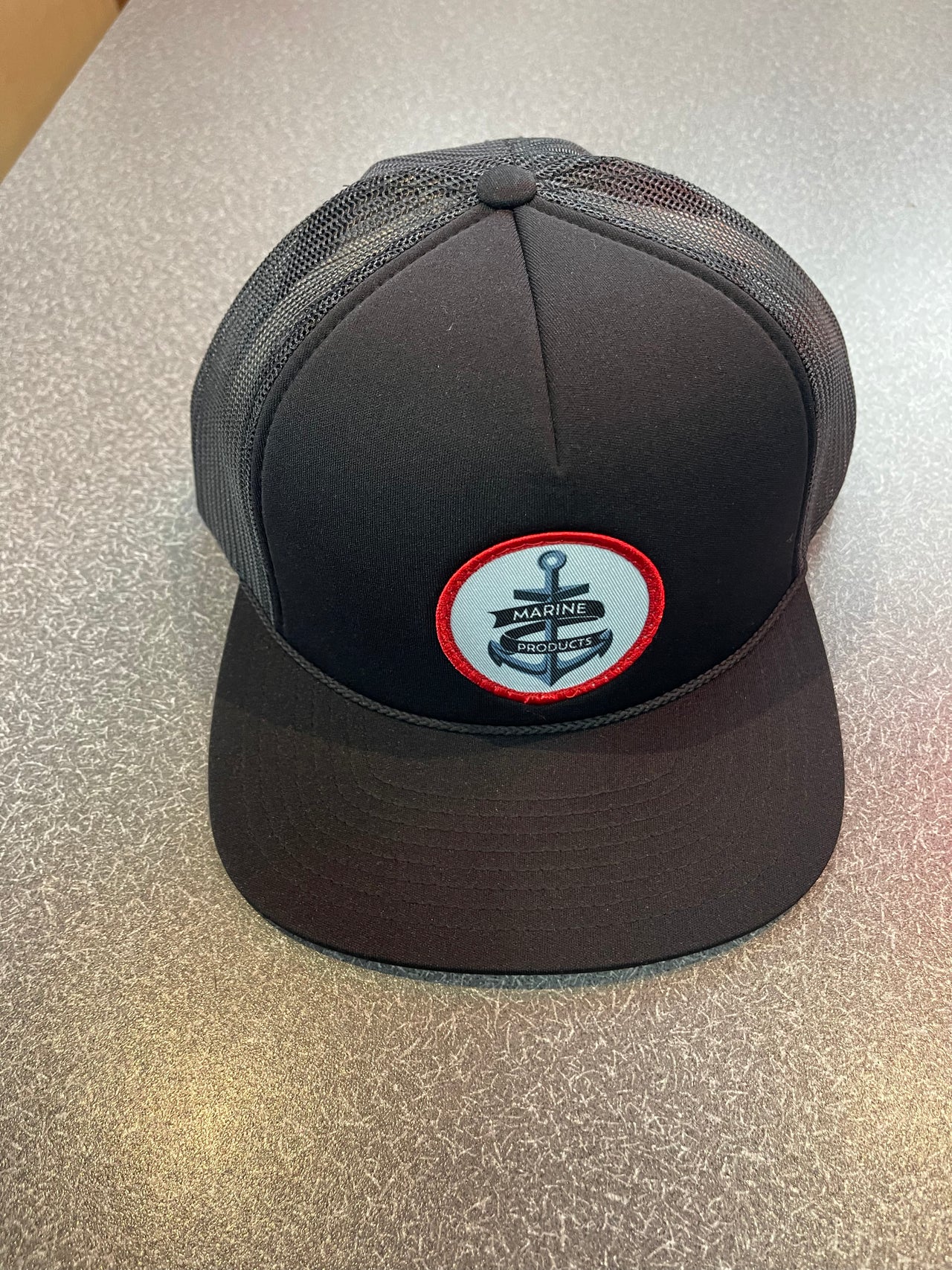 Marine Products Black Trucker Hat w/ Anchor Patch