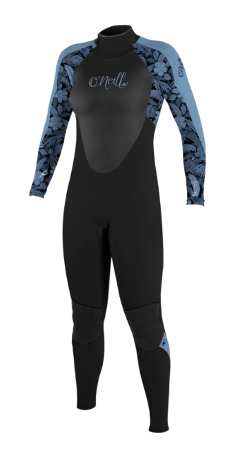 O'Neill Women's Epic 4/3mm Back Zip Full Wetsuit | BLK/STORMYPALM/FADENIM