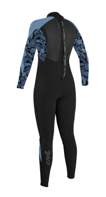O'Neill Women's Epic 4/3mm Back Zip Full Wetsuit | BLK/STORMYPALM/FADENIM