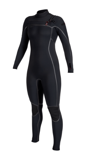 O'Neill Women's Hyperfreak Fire 4/3mm+ Chest Zip Full Wetsuit | BLK