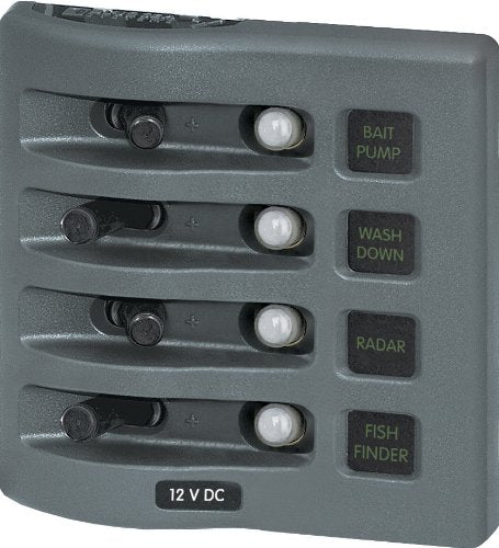 Blue Sea Water Resistant Circuit Breaker Panel 4 Switch 4374 | 24