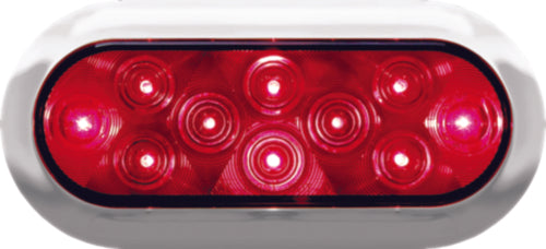 Anderson Piranha LED Oval Stop/Tail Trailer Light Red w/Chrome Bezel V423XR4