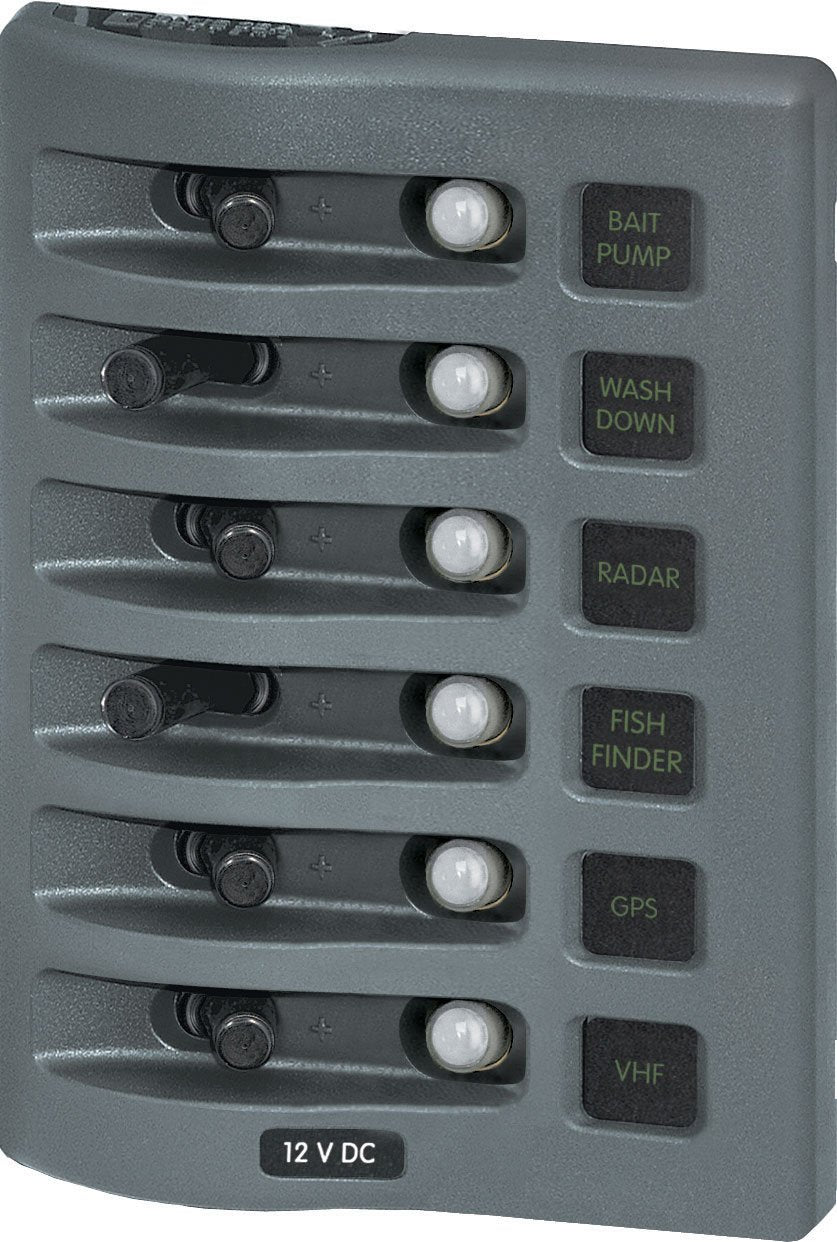 Blue Sea Water Resistant Circuit Breaker Panel 6 Switch 4376 | 24