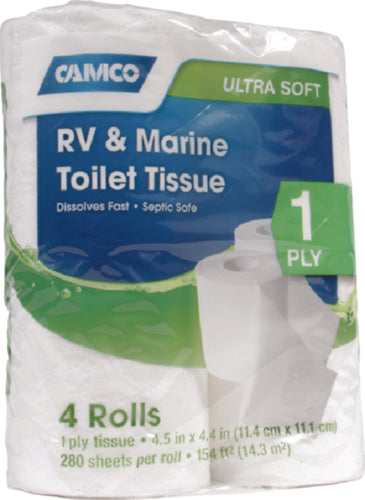 Camco Toilet Paper 1-Ply/280 Sheets 4-Pak 40276